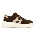Hogan: Sneakers da donna Rebel in suede idrorepellente marrone e nabuk beige