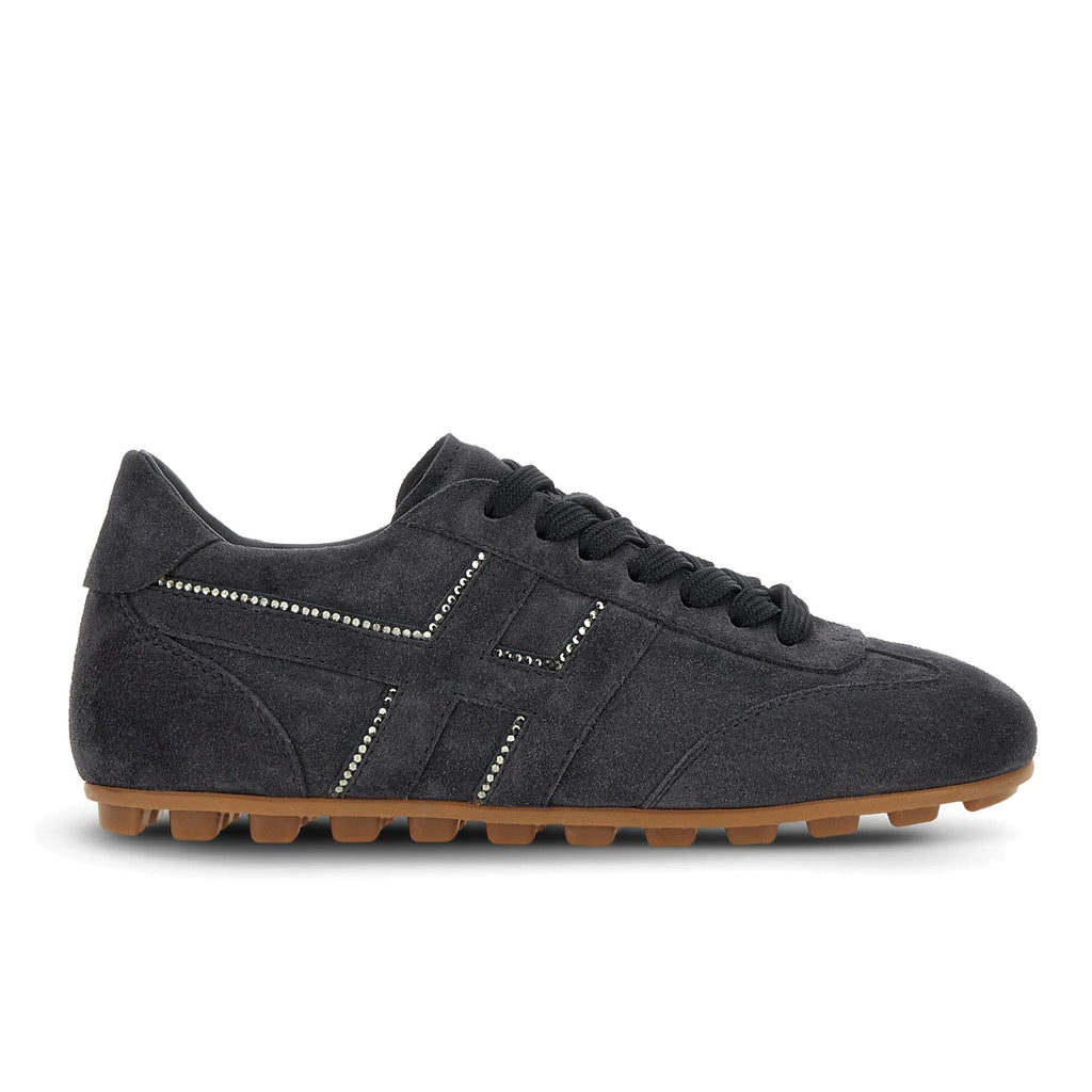 Hogan: Sneakers da donna Olympia in pelle scamosciata idrorepellente blu con H laterale con strass