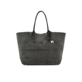 Hogan: Borsa Shopping Address Media In Camoscio Grigio e pelle con logo in rilievo