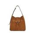 Hogan: Borsa Hobo Trend in pelle scamosciata color cuoio
