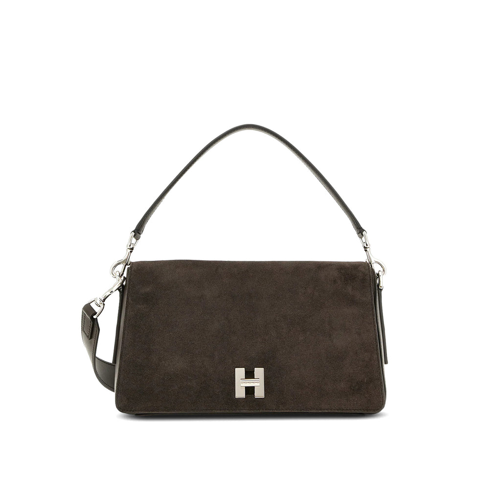 Hogan: Borsa Flap H-Turn in pelle scamosciata Marrone
