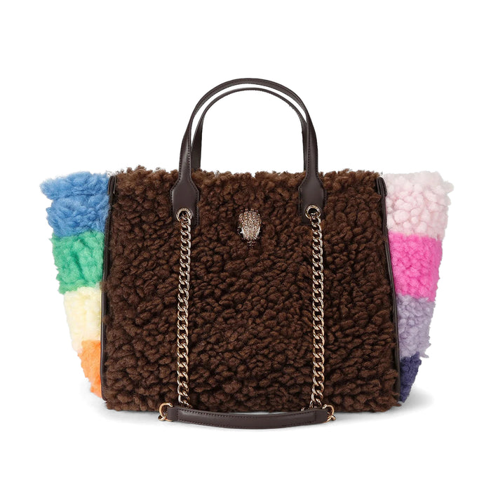 Kurt Geiger: Borsa shopper Hoxton in pelliccia ecologica marrone e multicolor