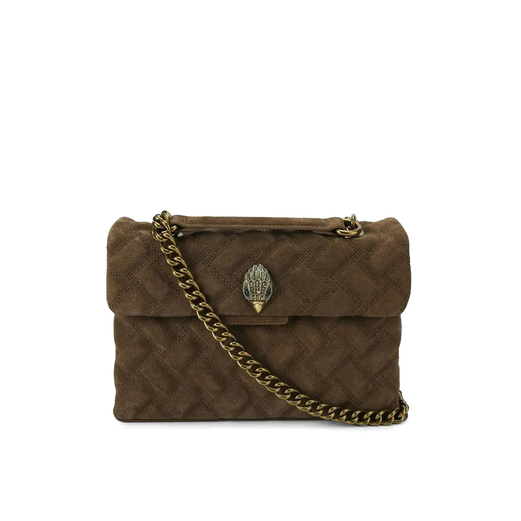 Kurt Geiger: Borsa a tracolla da donna Kensington in camoscio trapuntato marrone