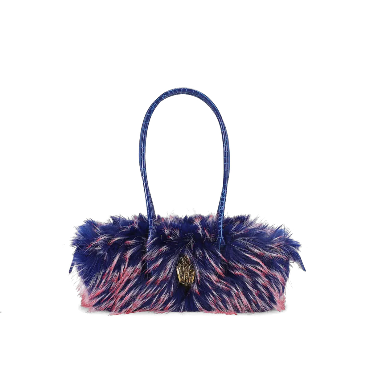 Kurt Geiger: Borsa a spalla Sloane EastWest in pelliccia ecologica blu e rosa
