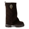 Kurt Geiger: Stivale da donna Stomp in camoscio marrone scuro con gambale rovesciato