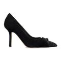 Kurt Geiger: Décolleté Zip Court in camoscio nero con cerniera, strass e tacco alto