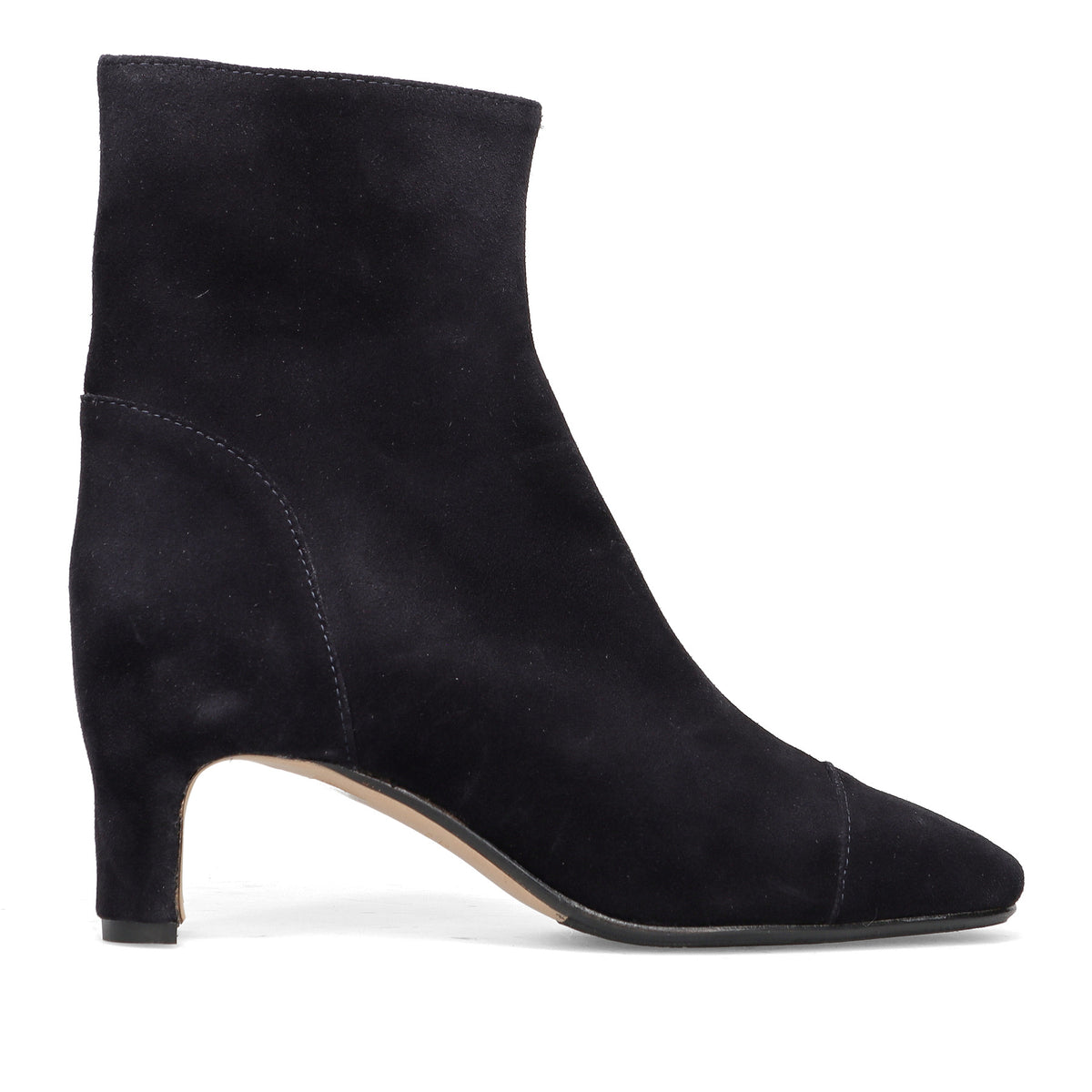 L'ARIANNA: Stivaletto da donna in suede idrorepellente blu molto scuro con tacco comodo