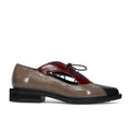 LE BOHEMIEN: Scarpa stringata da donna in pelle lucida tortora, bordeaux e nera