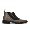 LE BOHEMIEN: Stivaletto da donna in morbida pelle marrone scuro e naplak tortora con elastico
