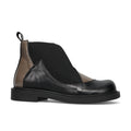 LE BOHEMIEN: Stivaletto da donna in morbida pelle nera e naplak taupe con elastico