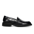 LUCA GROSSI: Scarpa da donna in pelle stampata coccodrillo nera con micro-borchie
