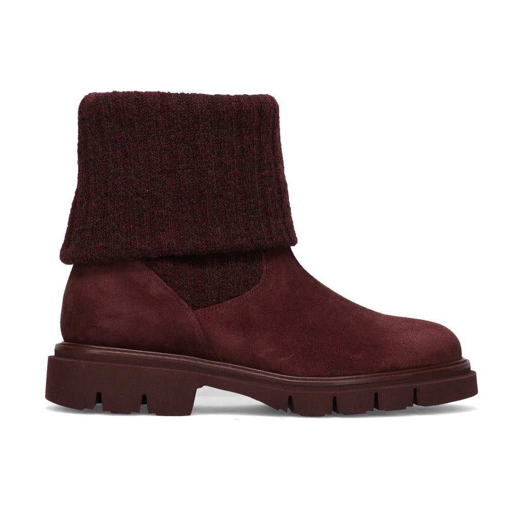 LUCA GROSSI: Stivaletto da donna in camoscio idrorepellente bordeaux con calzino elasticizzato
