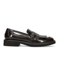 LUCA GROSSI: Scarpa da donna in pelle spazzolata marrone scuro con frangia e micro-borchie