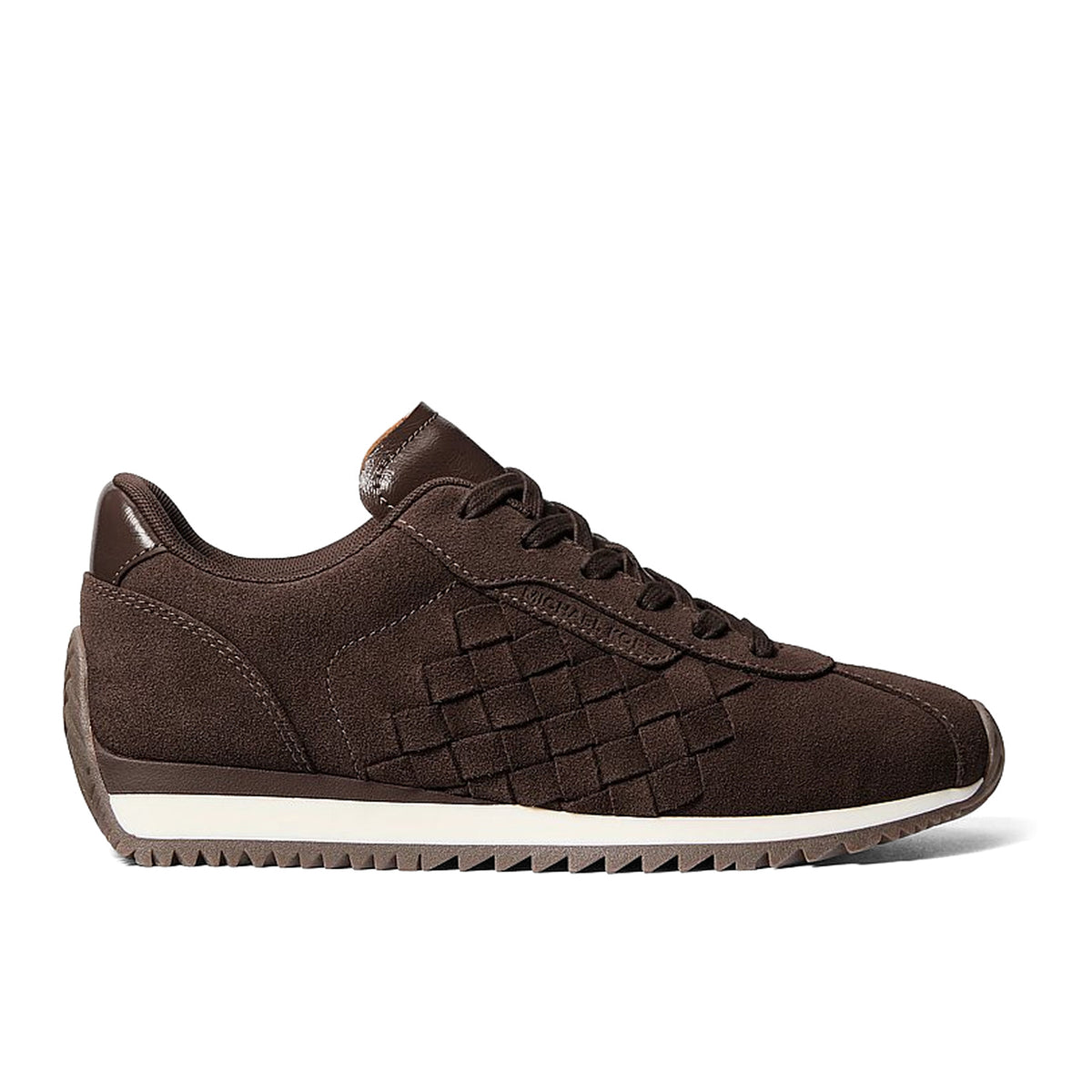 MICHAEL KORS: Sneaker da donna Rhodes in pelle scamosciata e pannelli intrecciati marrone cioccolato