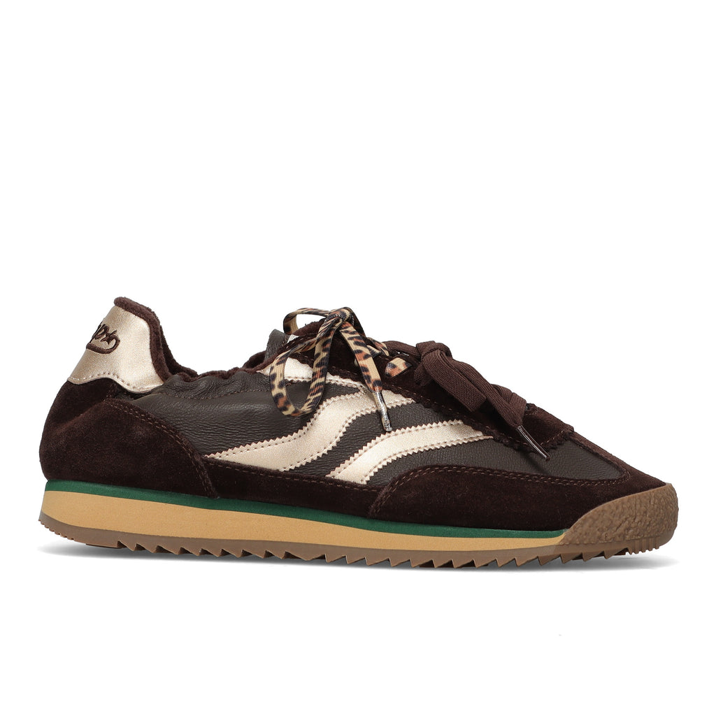 MRP Star: Sneakers da donna modello Utah in camoscio e pelle marrone cioccolato
