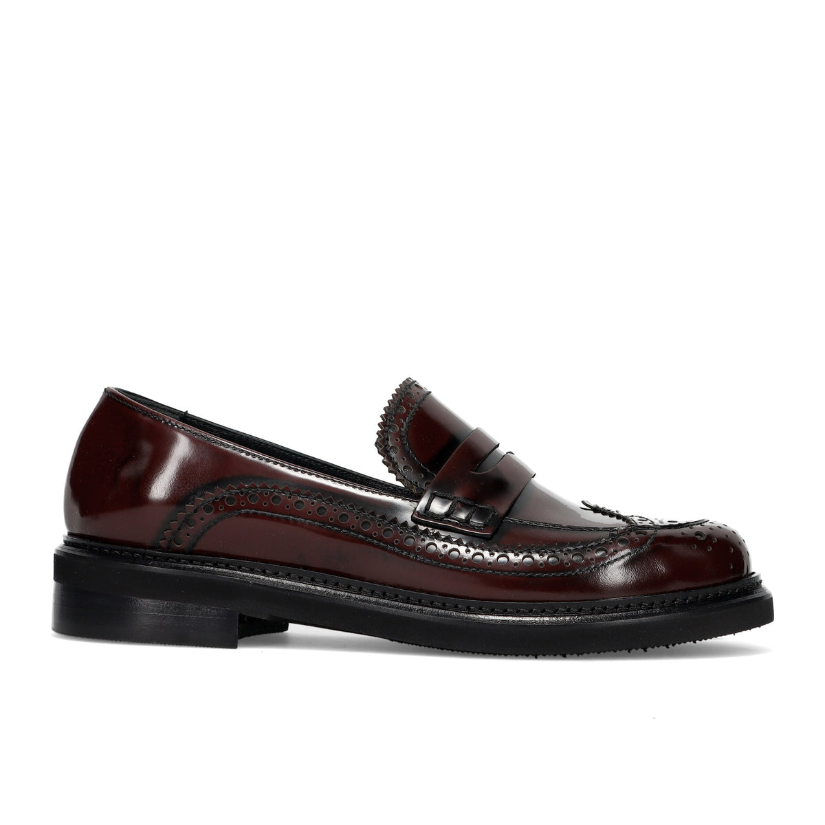 Napoleoni: Mocassino da donna Bia in spazzolata bordeaux con bucature decorative