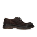 PAWELKS: Scarpa stringata da uomo modello "ingegnere" in morbida pelle vintage scamosciata marrone