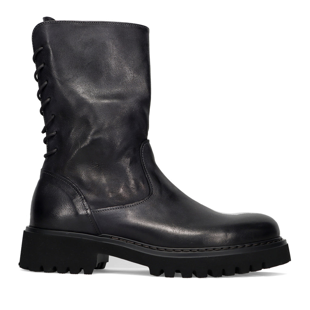 PAWELKS: Stivaletto da donna in pelle sfumata blu con allacciatura sul retro e suola carrarmato