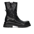 PAWELKS: Stivaletto da donna in pelle vintage nera con maxi suola in gomma carrarmato