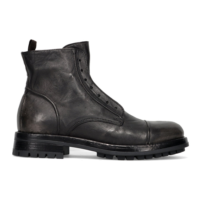 PAWELKS: Stivaletto da donna Walker in pelle anticata grigio scuro con suola carrarmato