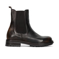 PAWELKS: Stivaletto Chelsea da donna in pelle sfumata marrone scuro con suola in gomma carrarmato
