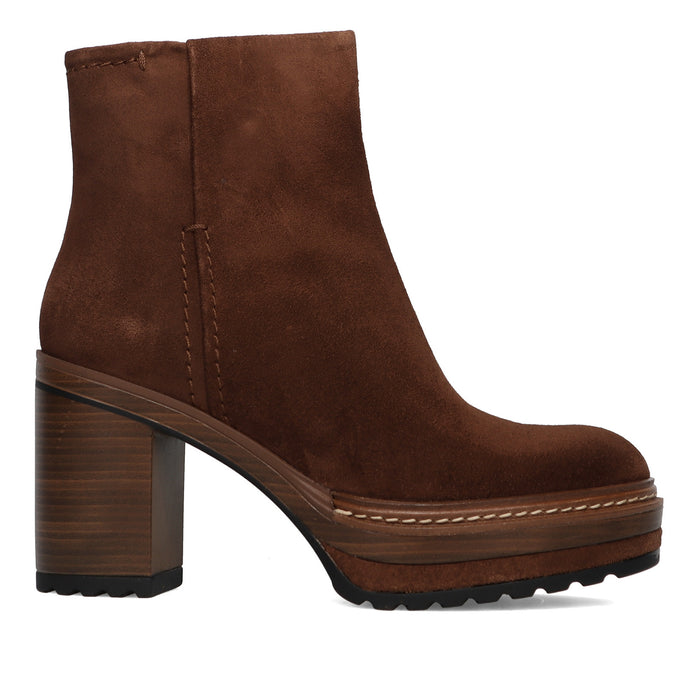 PONS QUINTANA: Stivaletto platform da donna Olivia in pelle scamosciata idrorepellente marrone