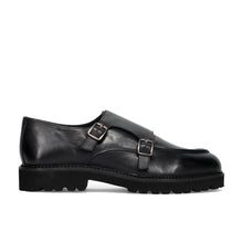 Double monk strap pelle nera