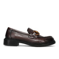 SANGIORGIO: Mocassino da donna in morbida pelle marrone con morsetto