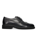 SANGIORGIO: Scarpa stringata derby da uomo in pelle nera con bucature decorative
