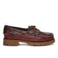 SEBAGO: Mocassini stringati da donna Ranger in pelle oliata marrone con suola "carrarmato"