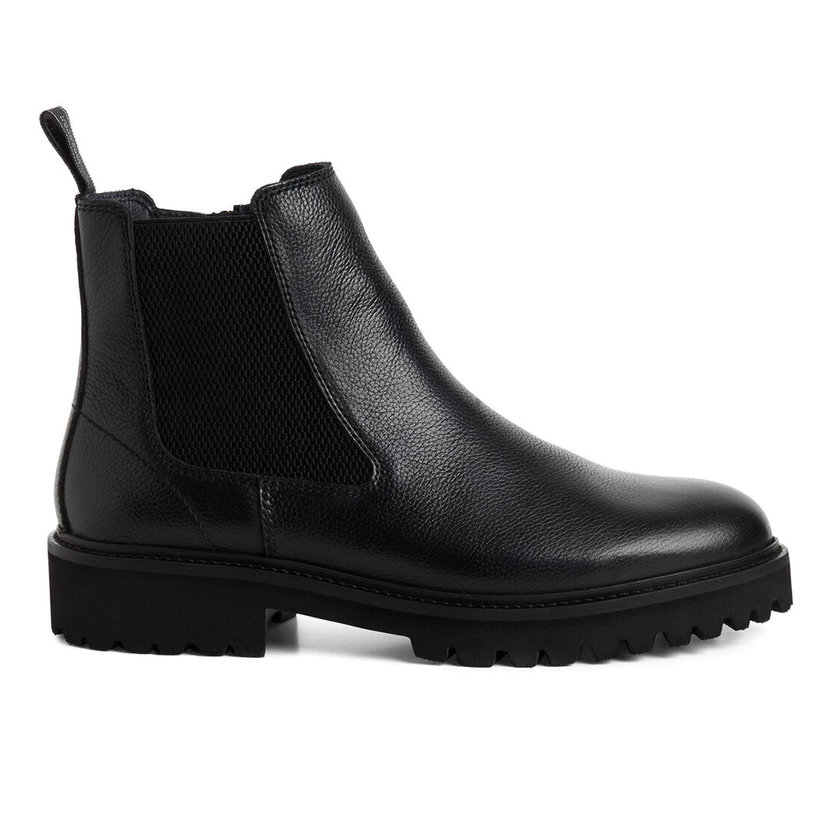 TAMARIS: Stivaletto da uomo in pelle martellata nera con zip laterale e suola in gomma