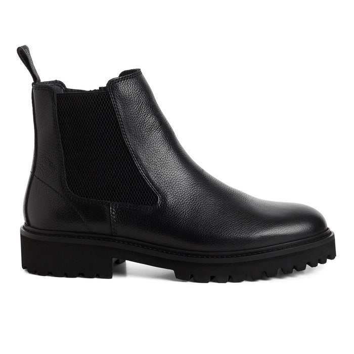 TAMARIS: Stivaletto da uomo in pelle martellata nera con zip laterale e suola in gomma