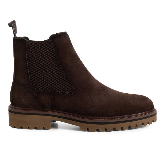 TAMARIS: Stivaletto da uomo in pelle scamosciata marronecon zip laterale e suola in gomma