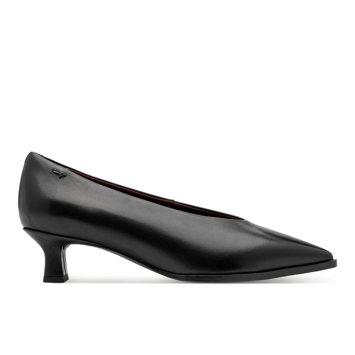 TAMARIS: Scarpa da donna in pelle nera con scollo a V e tacco a rocchetto comodo