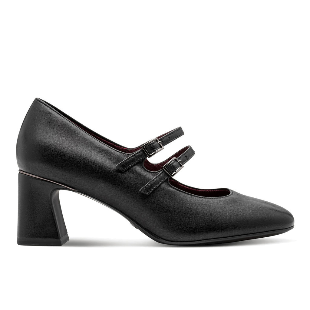 TAMARIS: Scarpa da donna in pelle nera con cinturini e tacco medio comodo