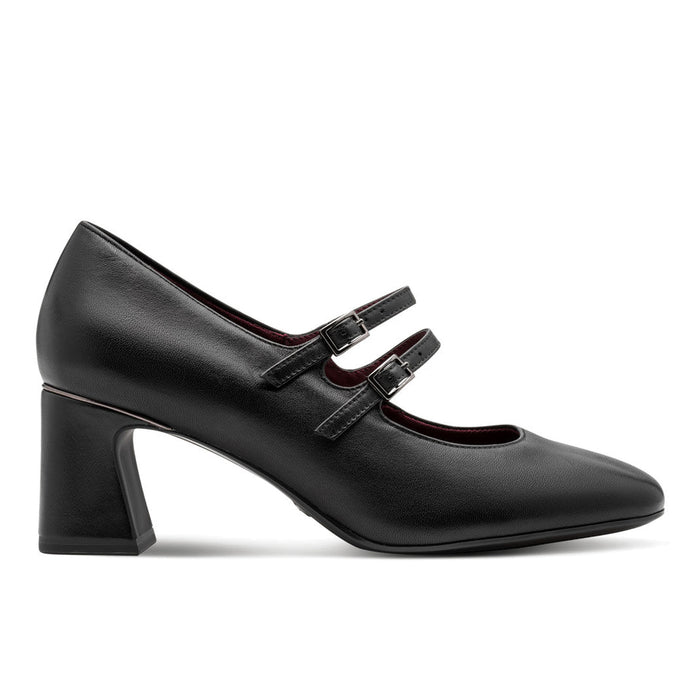 TAMARIS: Scarpa da donna in pelle nera con cinturini e tacco medio comodo