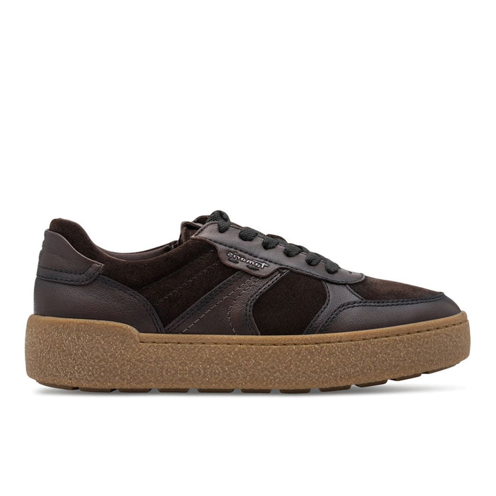 TAMARIS: Sneakers da donna in pelle e camoscio marrone scuro