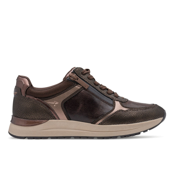 TAMARIS: Scarpa casual da donna in ecopelle marron e bronzo con zip laterale