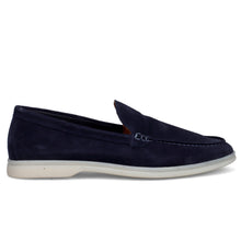 Mocassino sfoderato da uomo bekk in camoscio blu