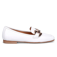 Mocassino da donna sangiorgio in nappa bianco con morsetto oro
