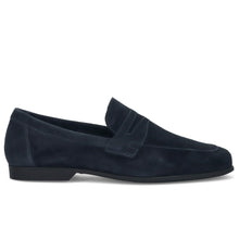 Mocassino da uomo antica cuoieria in camoscio blu