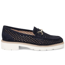 Mocassino da donna luca grossi in camoscio forato blu