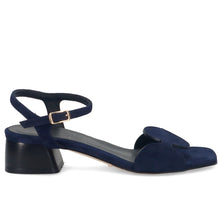 Sandalo da donna claudia peruzzini in camoscio blu con tacco comodo