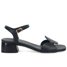Sandalo da donna claudia peruzzini in pelle nera con tacco comodo