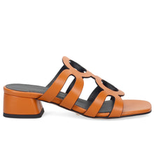 Ciabattina da donna claudia peruzzini in pelle arancio con tacco comodo