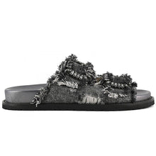 Sandalo gioiello coral blue in in tessuto vintage nero con fibbie di strass
