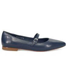 Ballerina mary jane cristin in nappa blu con cinturino e lavorazione a sacchetto
