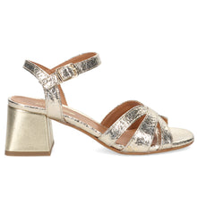 Sandali da donna sangiorgio in pelle metallizzata oro con tacco medio comodo