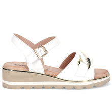 Sandalo da donna sangiorgio in pelle bianca con zeppa bassa comoda