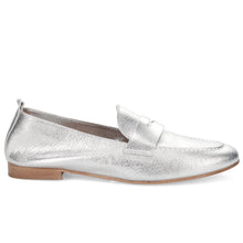 Mocassino da donna sangiorgio in pelle metallizzata argento